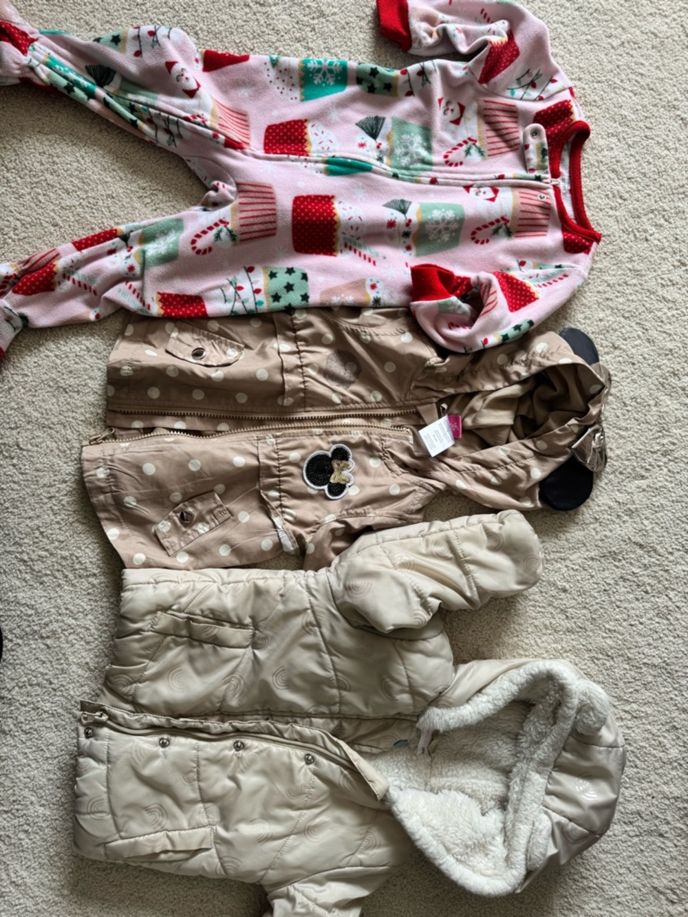 Beige Polka Dot Toddler Jacket with Mickey Patch